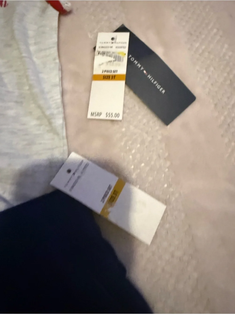 Tommy Hilfiger Navy Shorts with Cream Tank (Red & Blue Trim)
